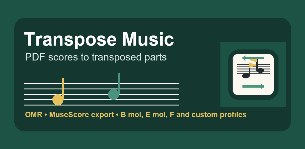 Transpose Music score workflow preview